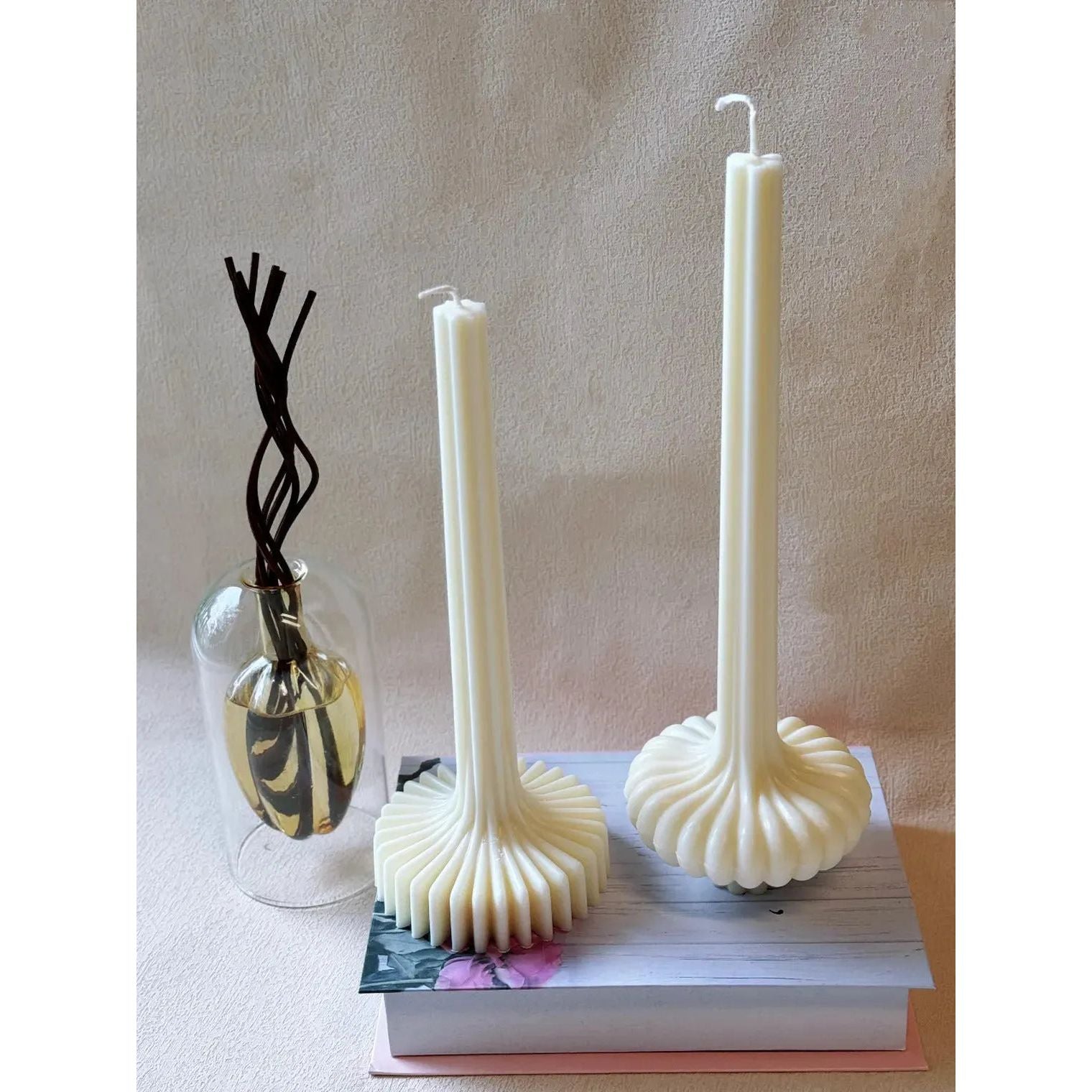 Elegant Latern Pillar Soy Wax Sculpture Candle.