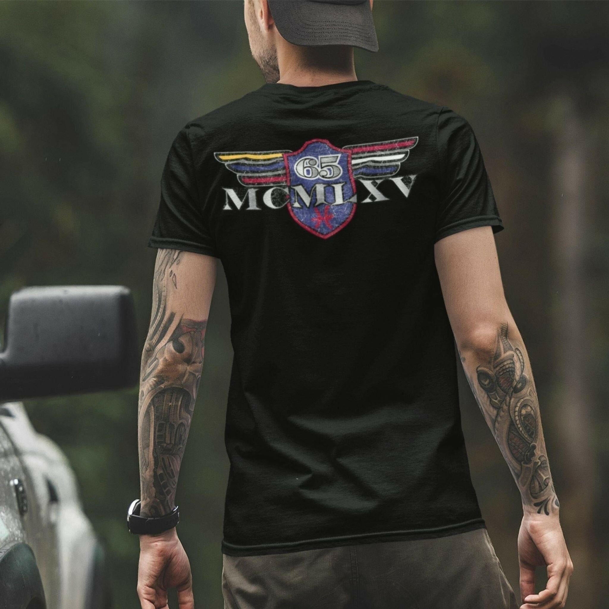 65 McMlxv Men's Vintage T-Shirt in Black.