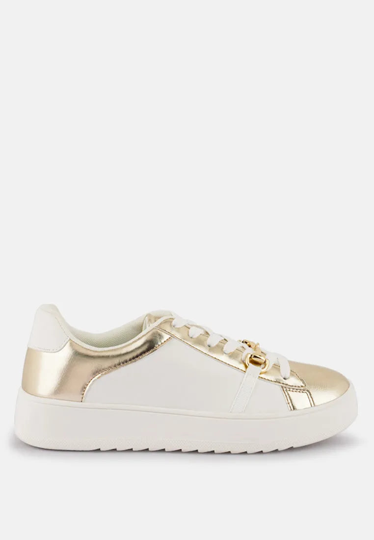 Nemo Contrasting Metallic Faux Leather Sneakers