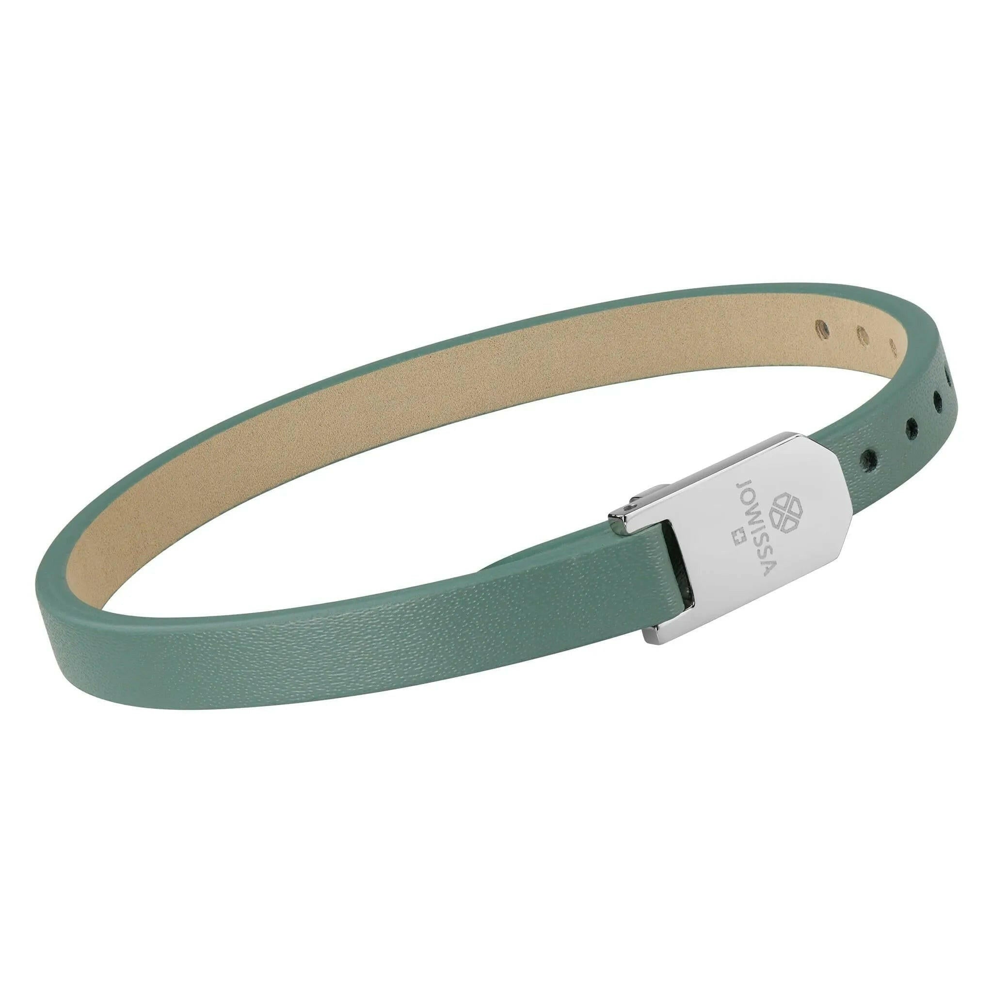 Matt Green Plain Leather Strap Steel Logo.