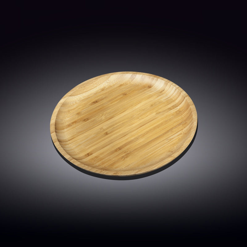 Bamboo Round Plate 8" For Appetizers / Barbecue / Steak