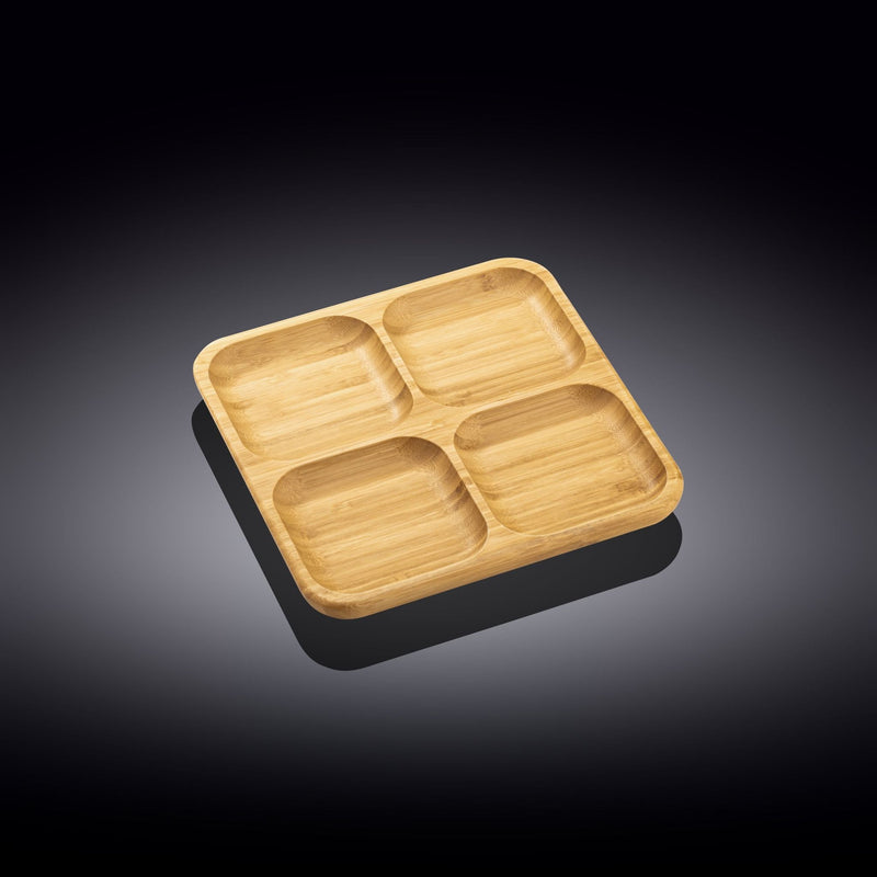 Bamboo Square Divided Dish / Bento Box 8.5"x 8.5"