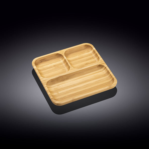 Bamboo Square Divided Dish / Bento Box 8.5" x 8.5"