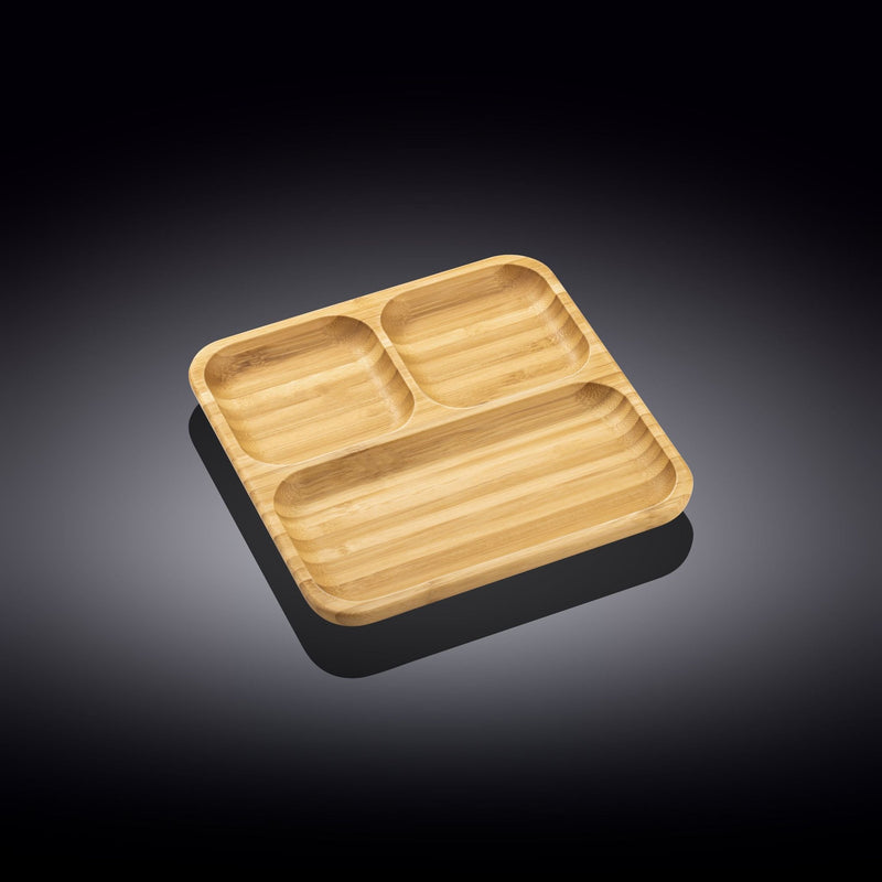 Bamboo Square Divided Dish / Bento Box 8.5" x 8.5"