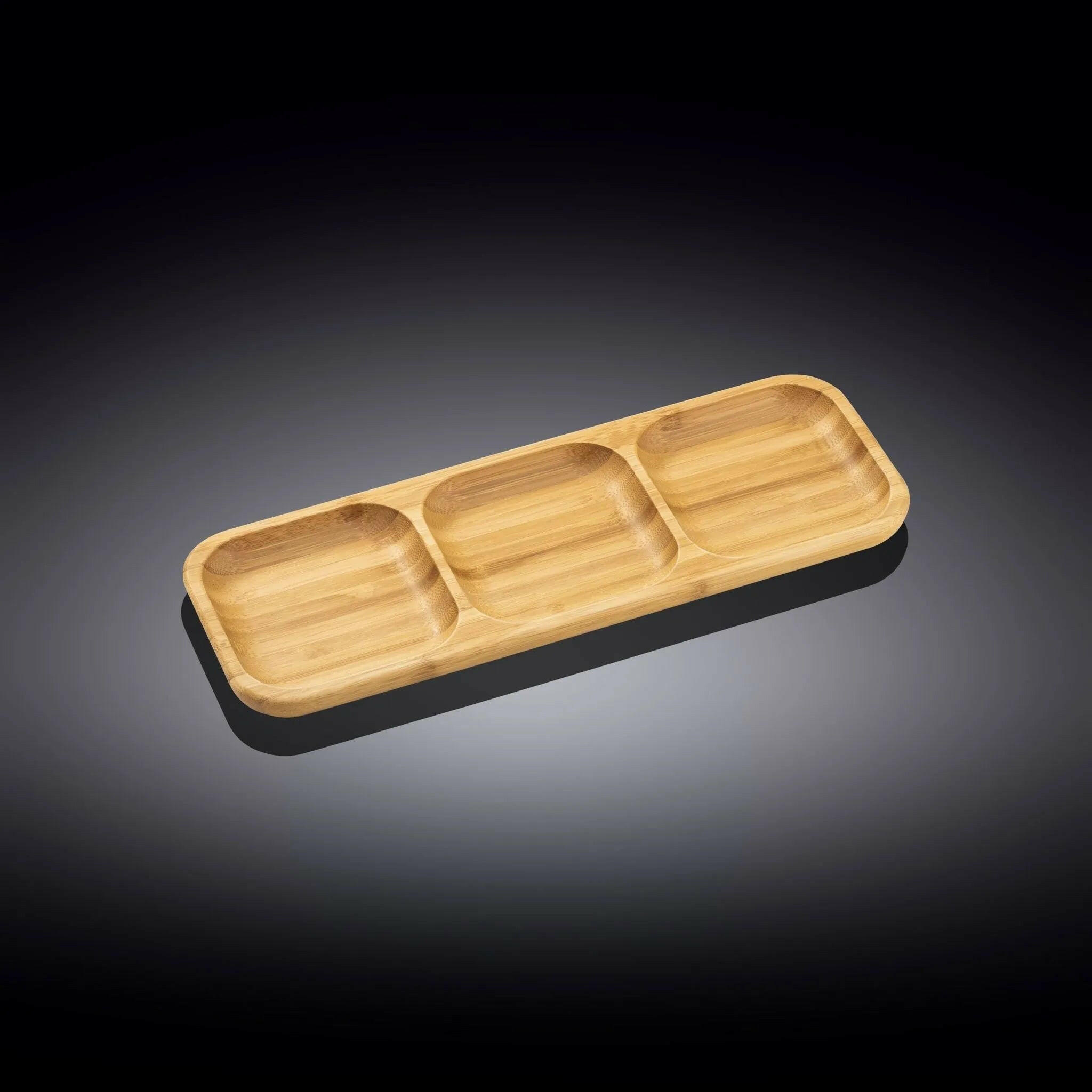 Bamboo Divided Dish 13"x 4.5" Bento Box.