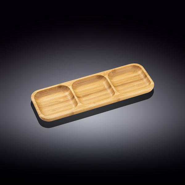 Bamboo Divided Dish 13"x 4.5" Bento Box