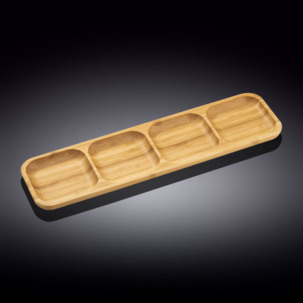 Bamboo Divided Dish 17" x 4.5"Bento Box