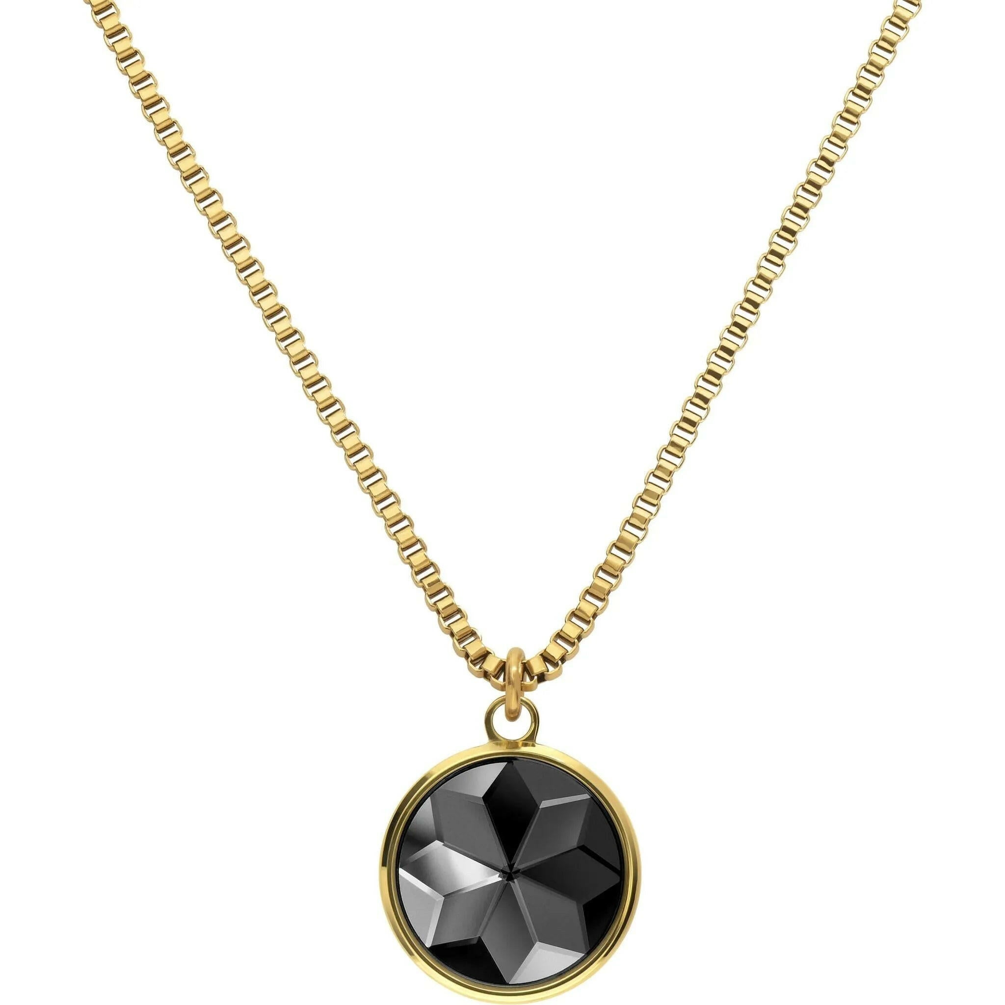 Facet Pendant Necklace Gold Black.