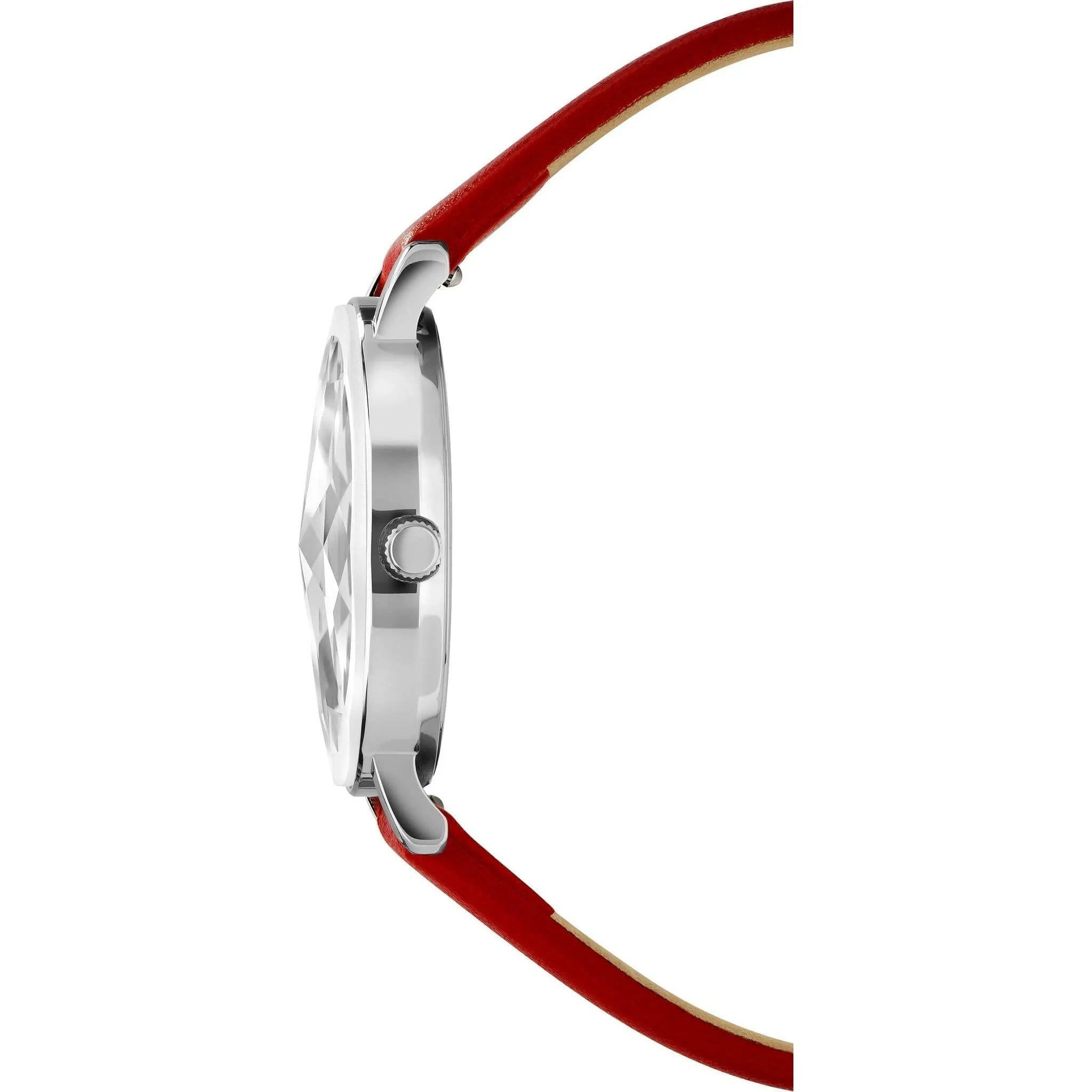 Facet Swiss Ladies Watch Steel White Red Band.