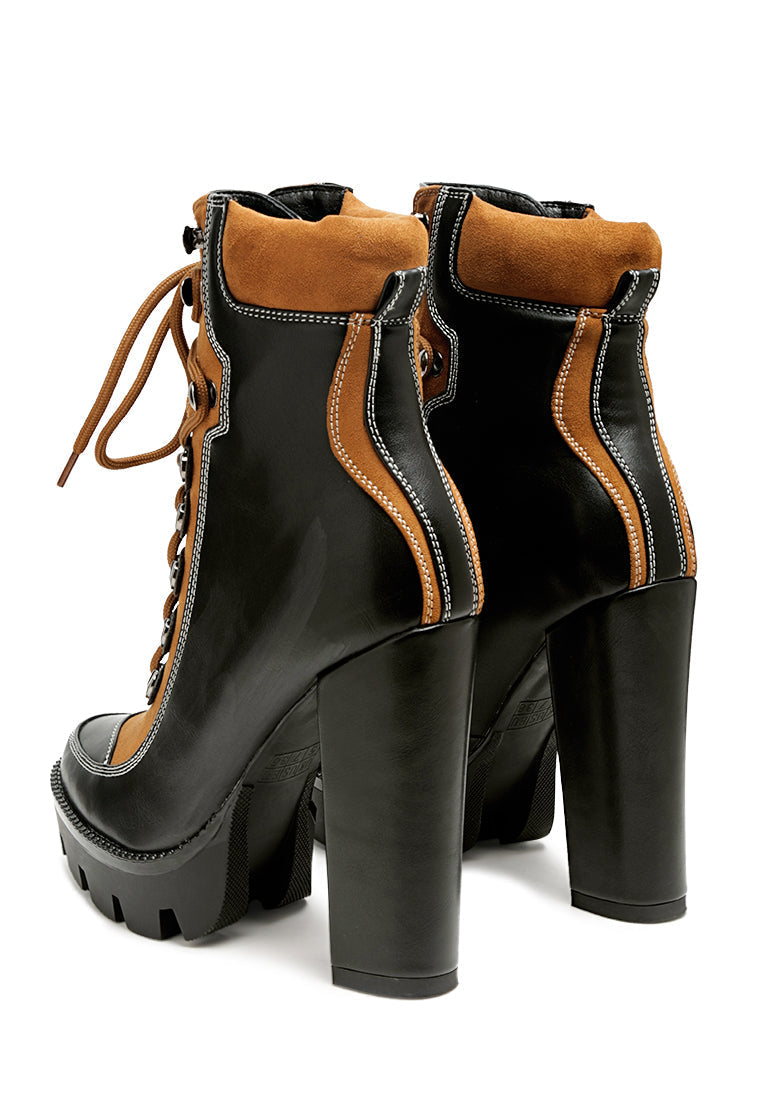 Yeti High Heel Lace Up Biker Boots