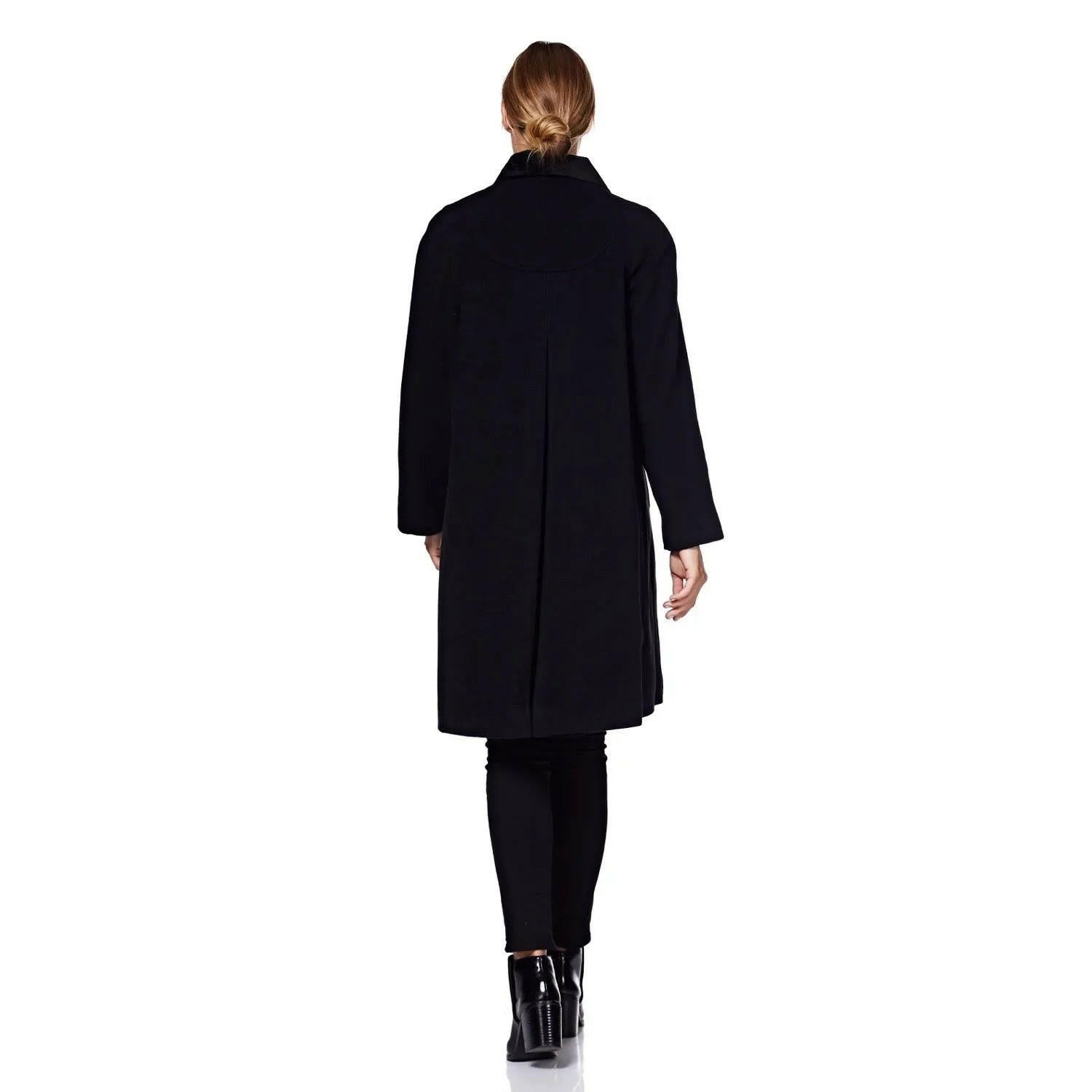 Wool Blend Oversized Velvet Trim Swing Coat.