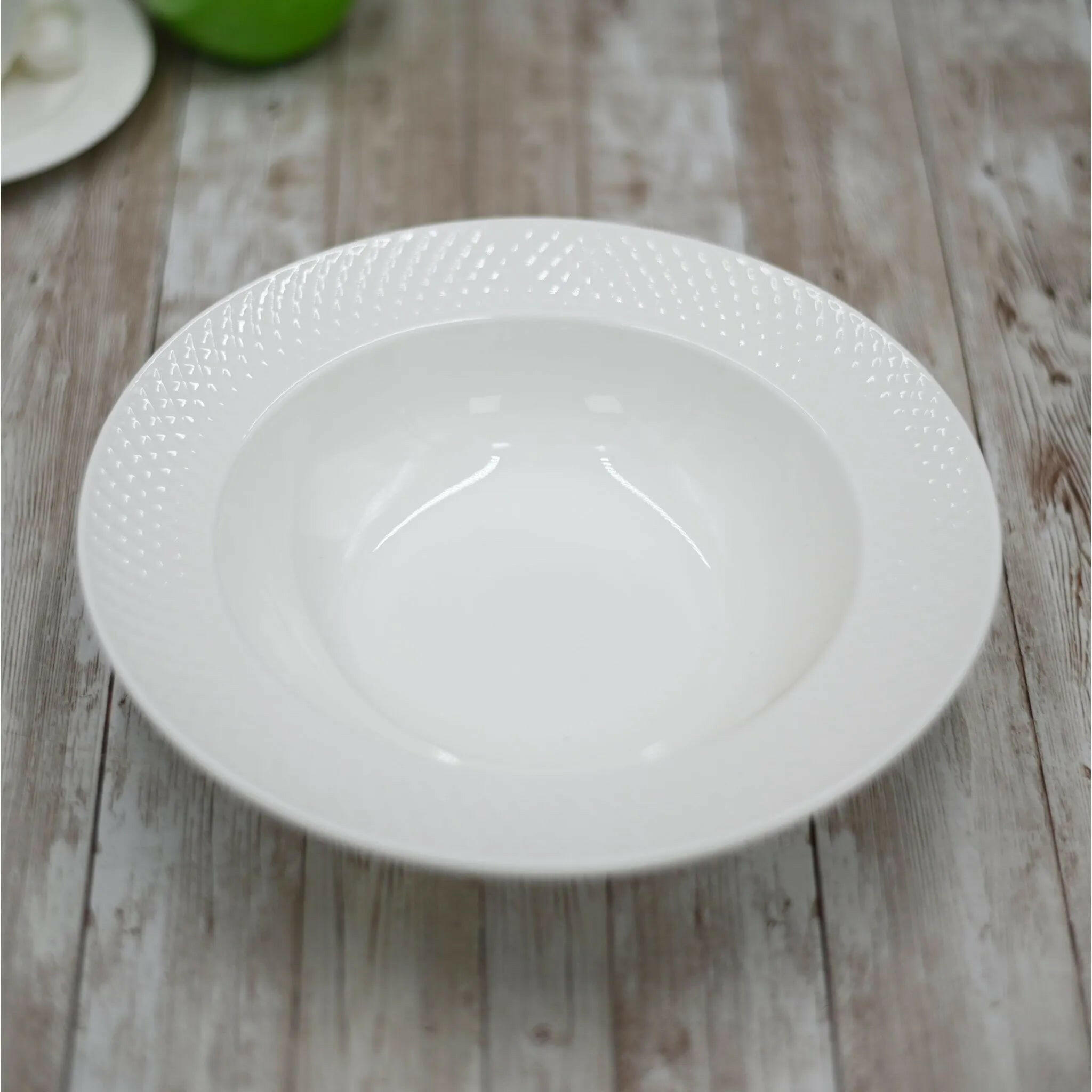 Fine Julia Porcelain Deep Plate Dinnerware Set For 6.