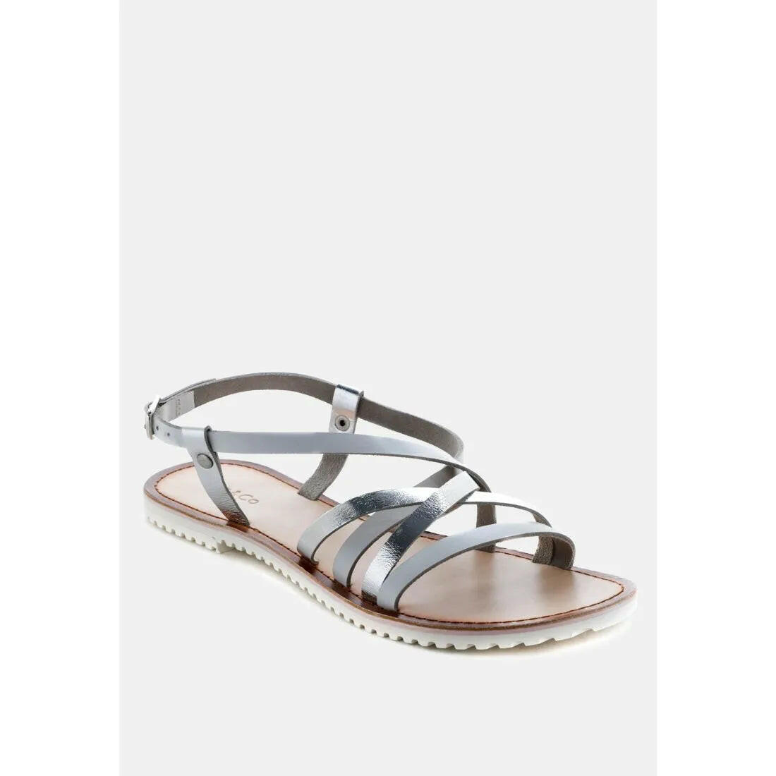 June Strappy Flat Leather Sandals.