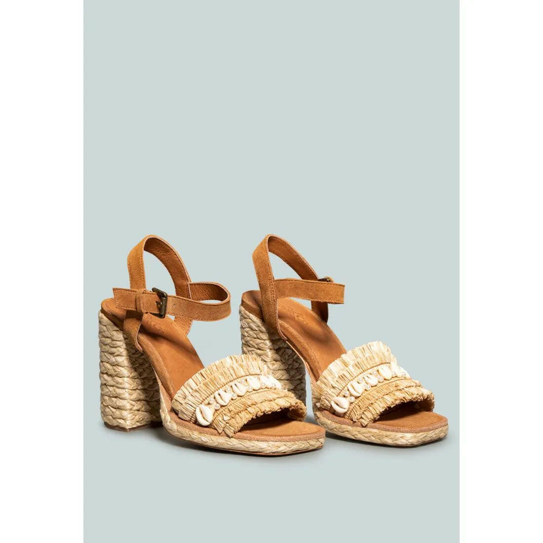 Willis Cowrie Raffia Handmade Block Sandal.