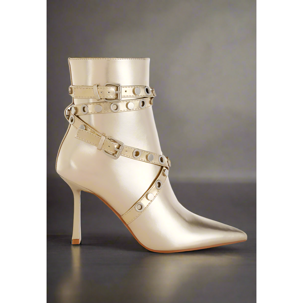 Jaunts Eyelets & Studs Harness Ankle Boots.