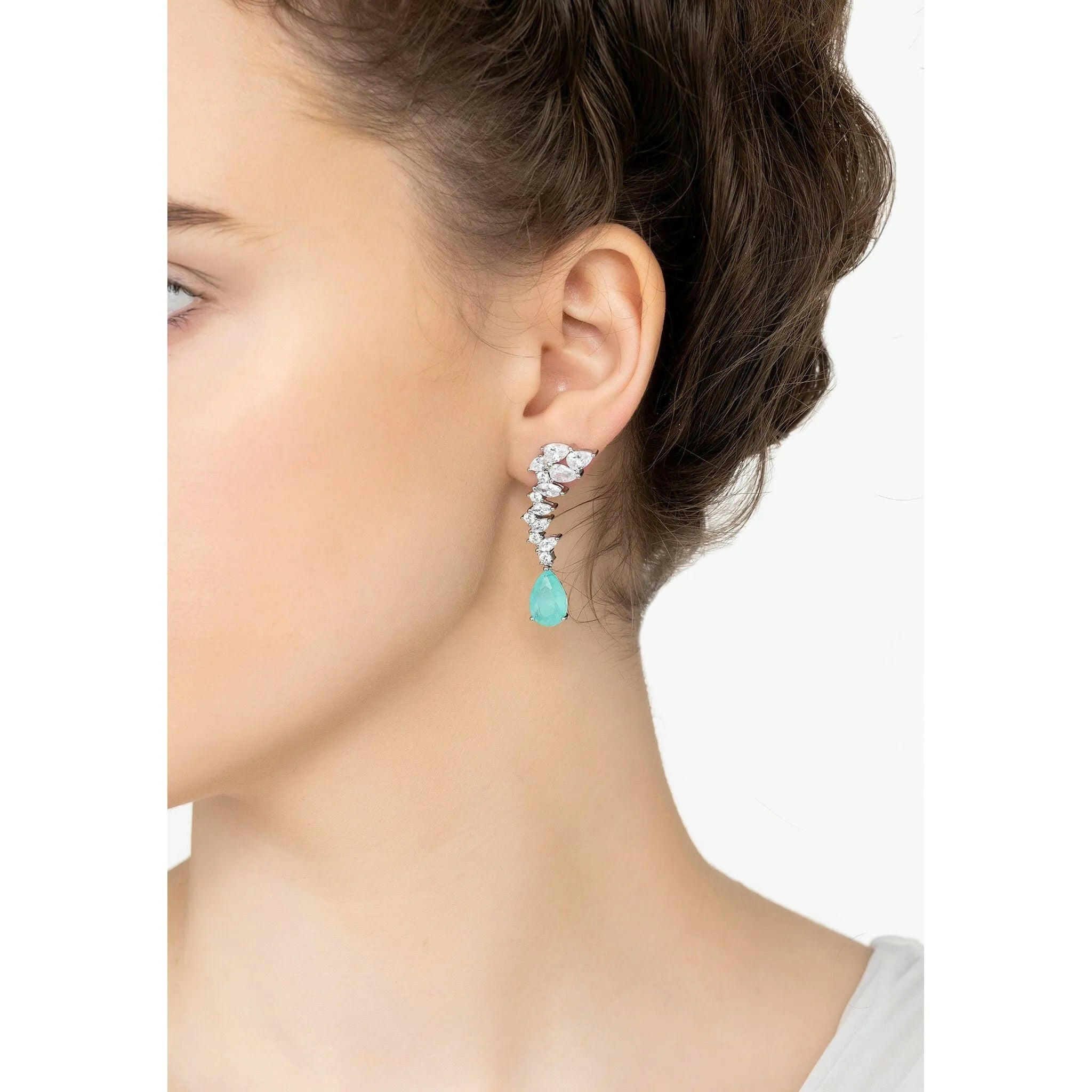 Henriette Teardrop Earrings Paraiba Tourmaline Silver.