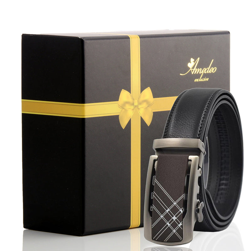 Men's Stainless Steel Belt with Silver & Black Buckle.