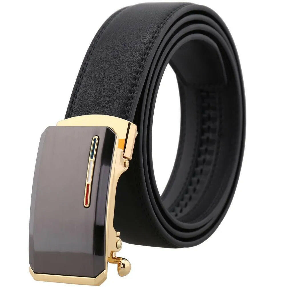 Black Belt Brown Matte Buckle with Adjustable Ratchet Slide.