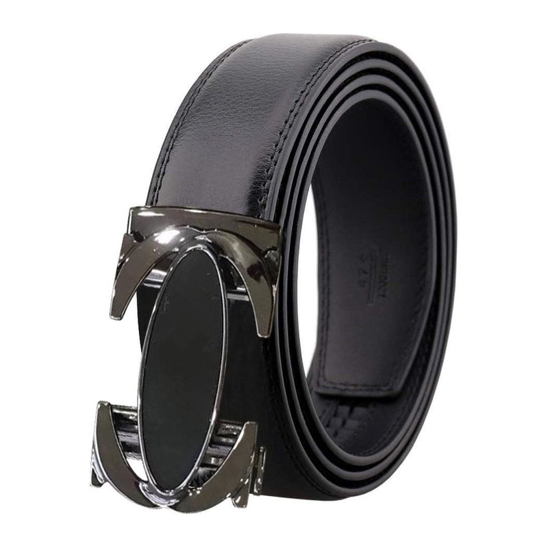 Black and Gun Mens Adjustable Ratchet Slide Buckle Belt - Genuine.