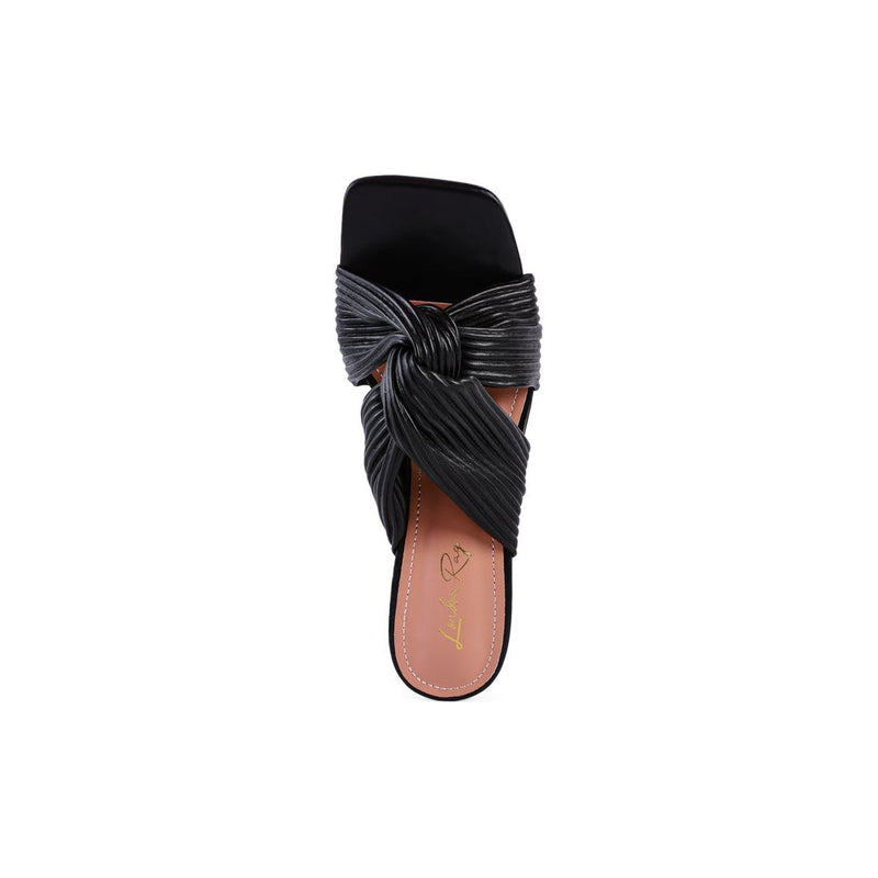 Battle Ex Cross Pleated Strap Slip On Sandals.