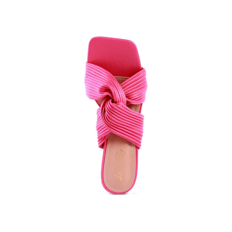 Battle Ex Cross Pleated Strap Slip On Sandals.