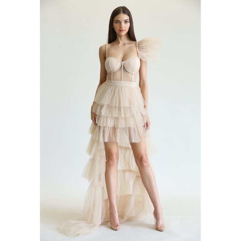 Atiena - Tulle Mesh Fabric Dress.