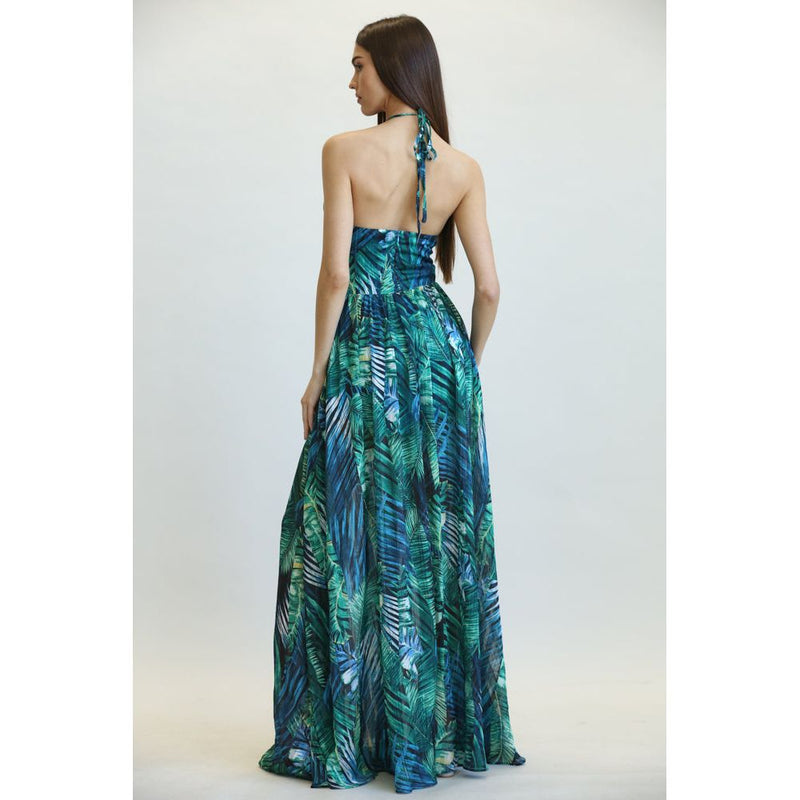 Amata - Jungle Leaf Print Pattern Dress.