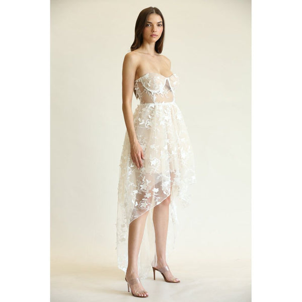 Narelle - 3d Floral Embroidered Lace Fabric Dress.