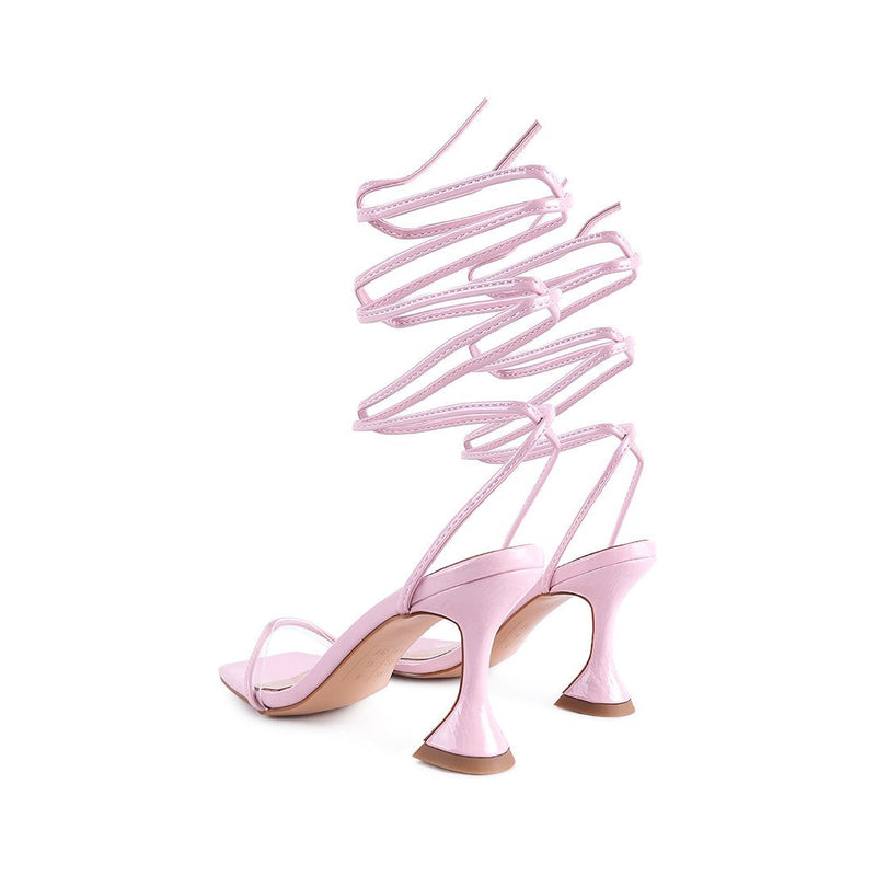 biten berry spool heel lace up sandals.