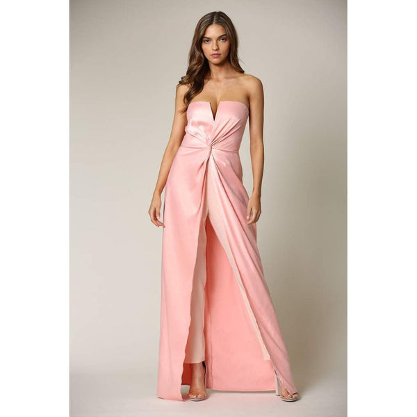 Maribeth- Strapless Satin Jumpsuit.