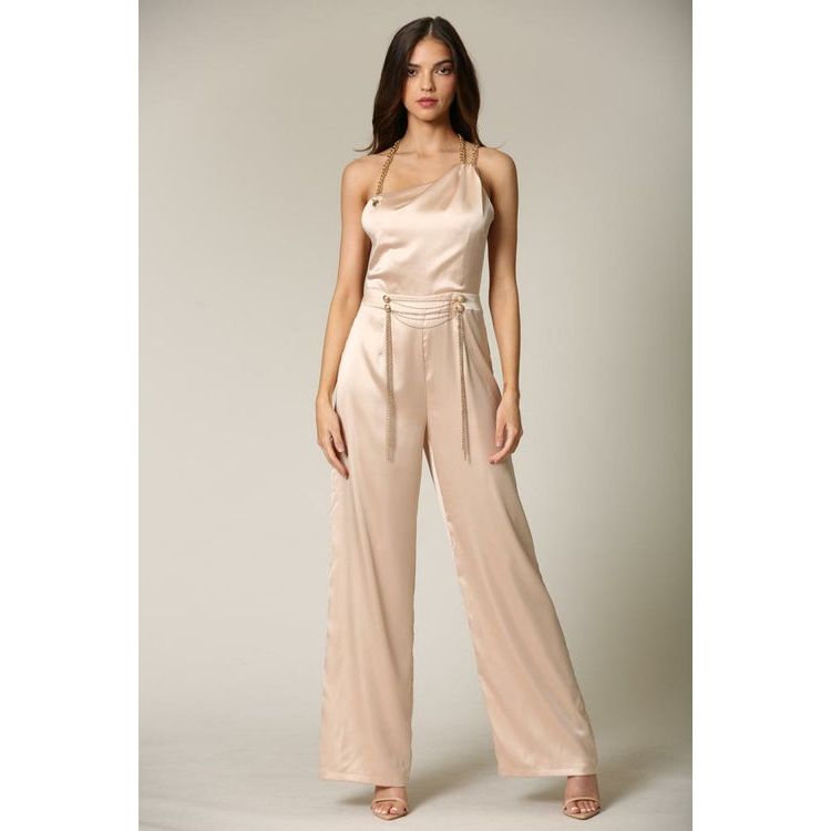 Geina- Satin Chain Shoulder Jumpsuit.