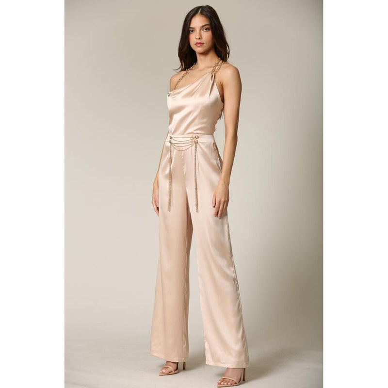 Geina- Satin Chain Shoulder Jumpsuit.