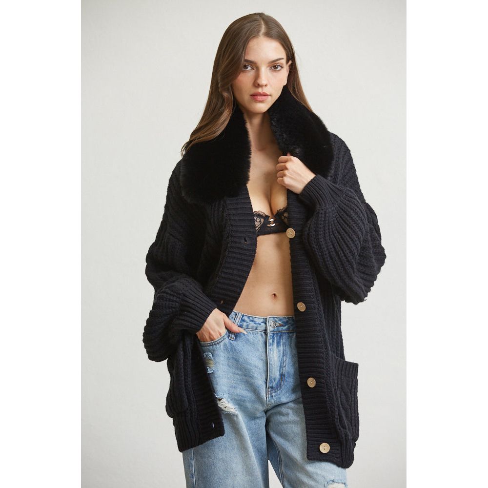 Faux Fur Trim Oversized Top.