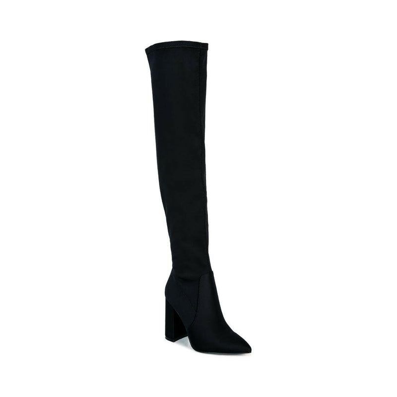 schiffer high block heeled long boot.