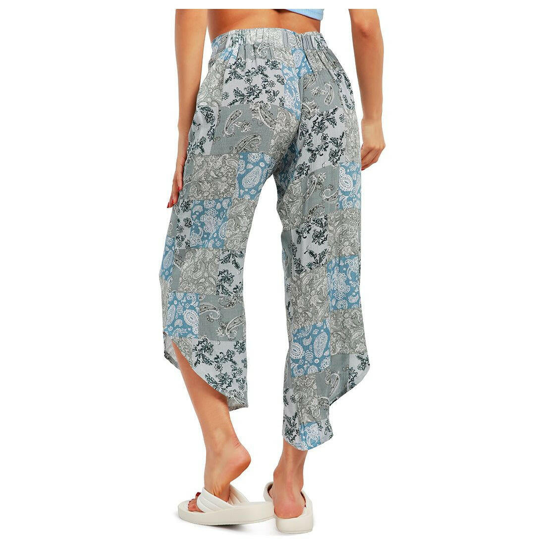 floral patchwork print pants.