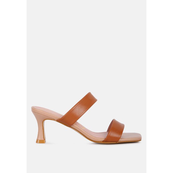 Brown Mid Heel Sandals.