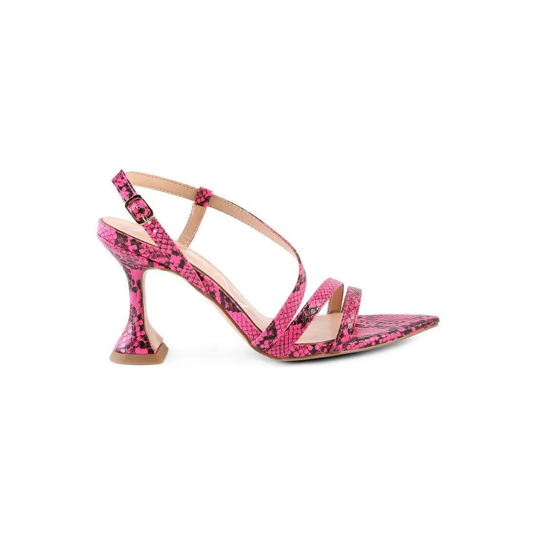 Cherry Tart Snake Print Spool Heel Sandals.