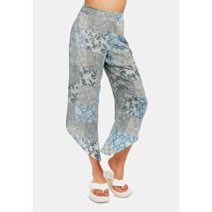 floral patchwork print pants.