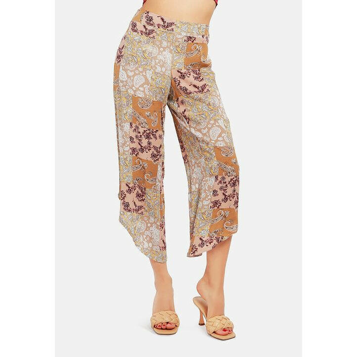 floral patchwork print pants.