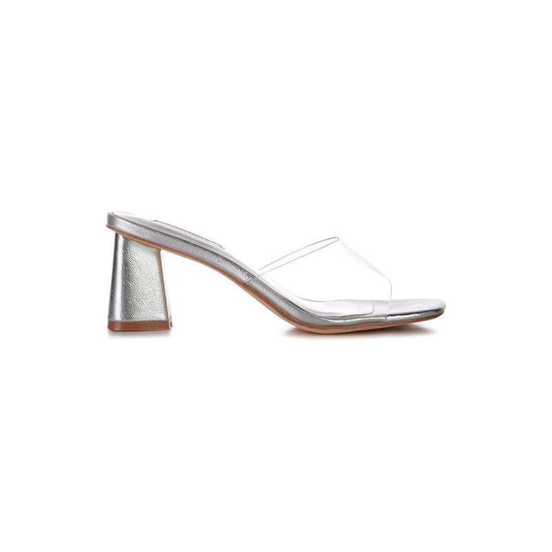 clear flirt clear strap slip on heel sandals.