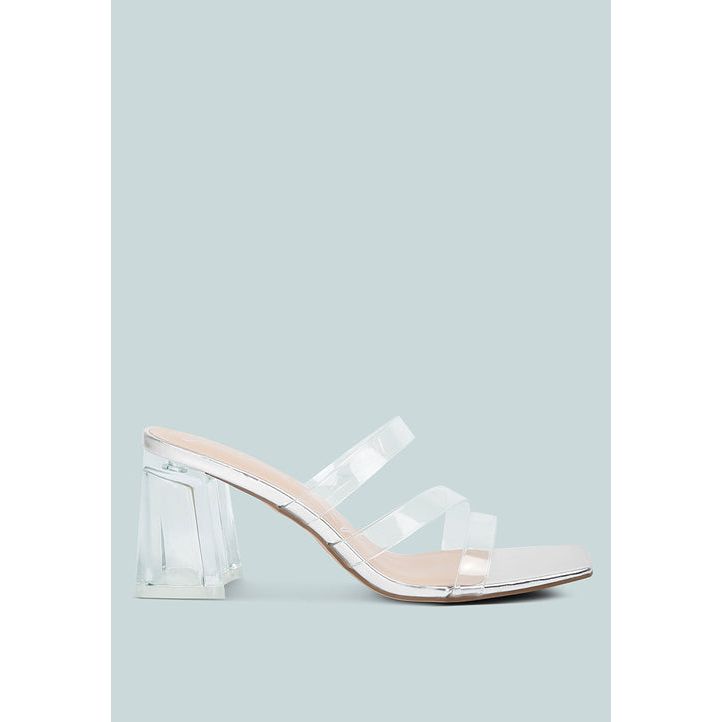 Chartz Multiple Straps Clear Heel Sandals.