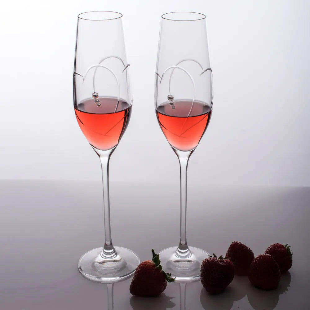 Hearts Champagne Glasses - Set of 2 Gift Box.