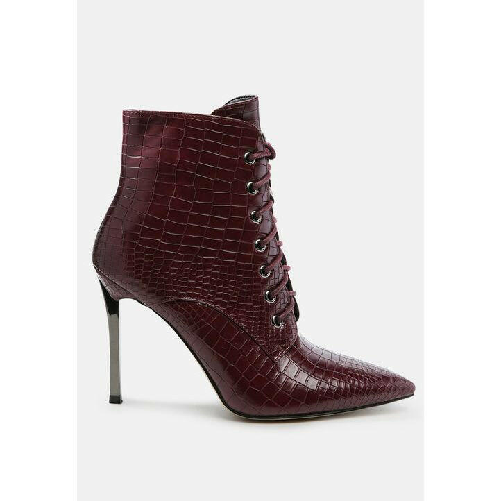 escala croc lace-up stiletto boots.