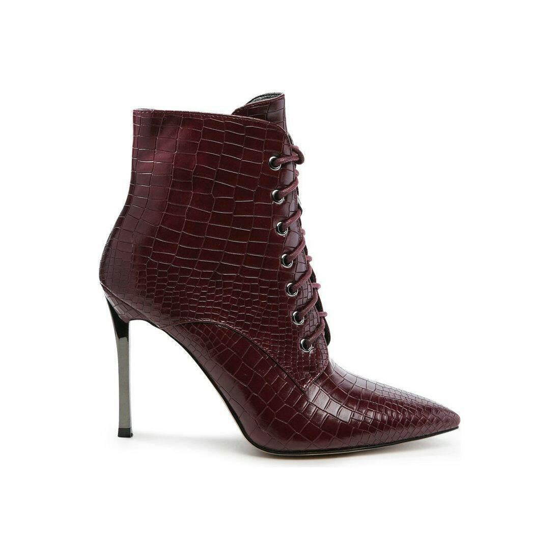 Escala Croc Lace-up Stiletto Boots.