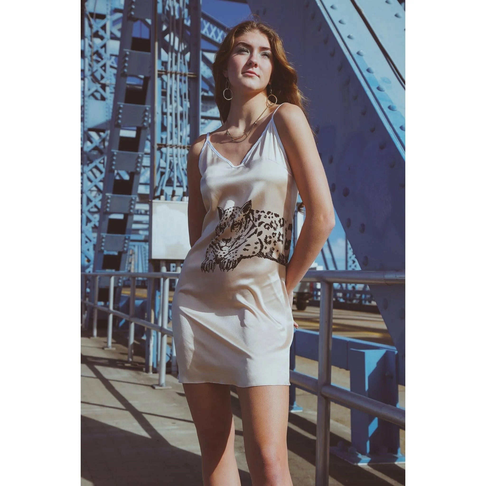 Vela Silk Slip Dress in Jaguar.