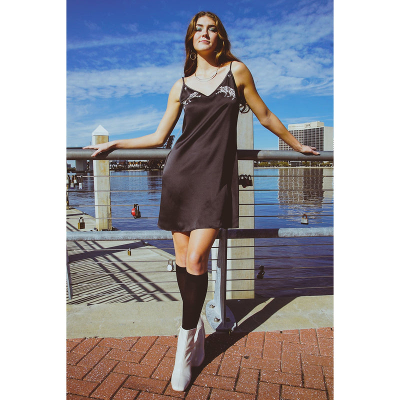 Vela Silk Slip Dress in Jaguar Stars.