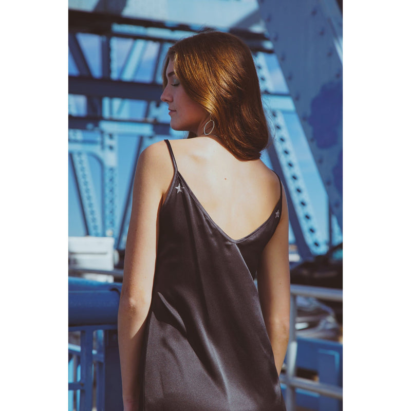 Vela Silk Slip Dress in Jaguar Stars.