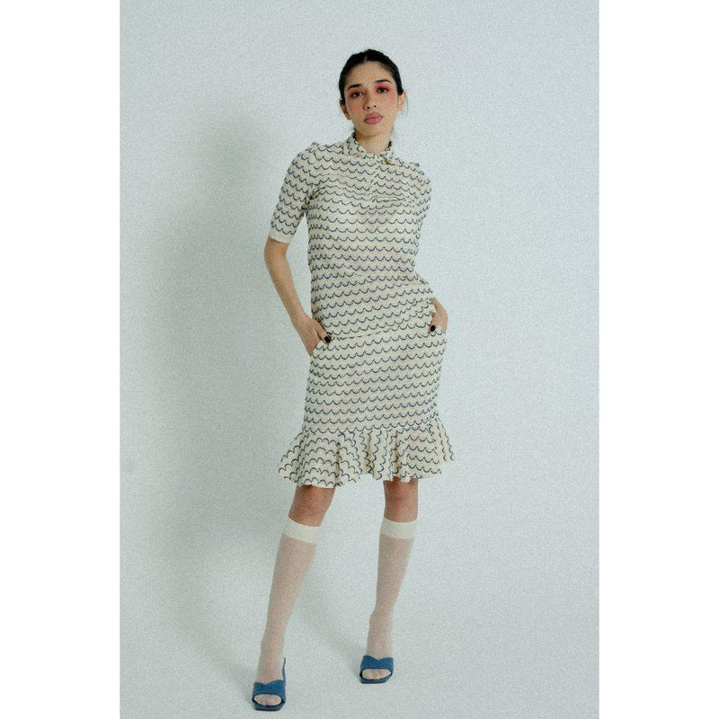 Light Weight Short Sleeve Cotton Knit Blouse Marine.