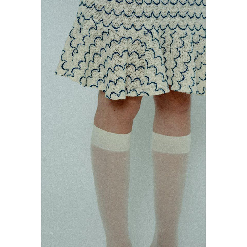 Light Weight Cotton Knit Skirt with Ruffled Hem Marine.