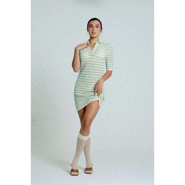 Light Weight Short Sleeve Knit Tennis Dress Green.